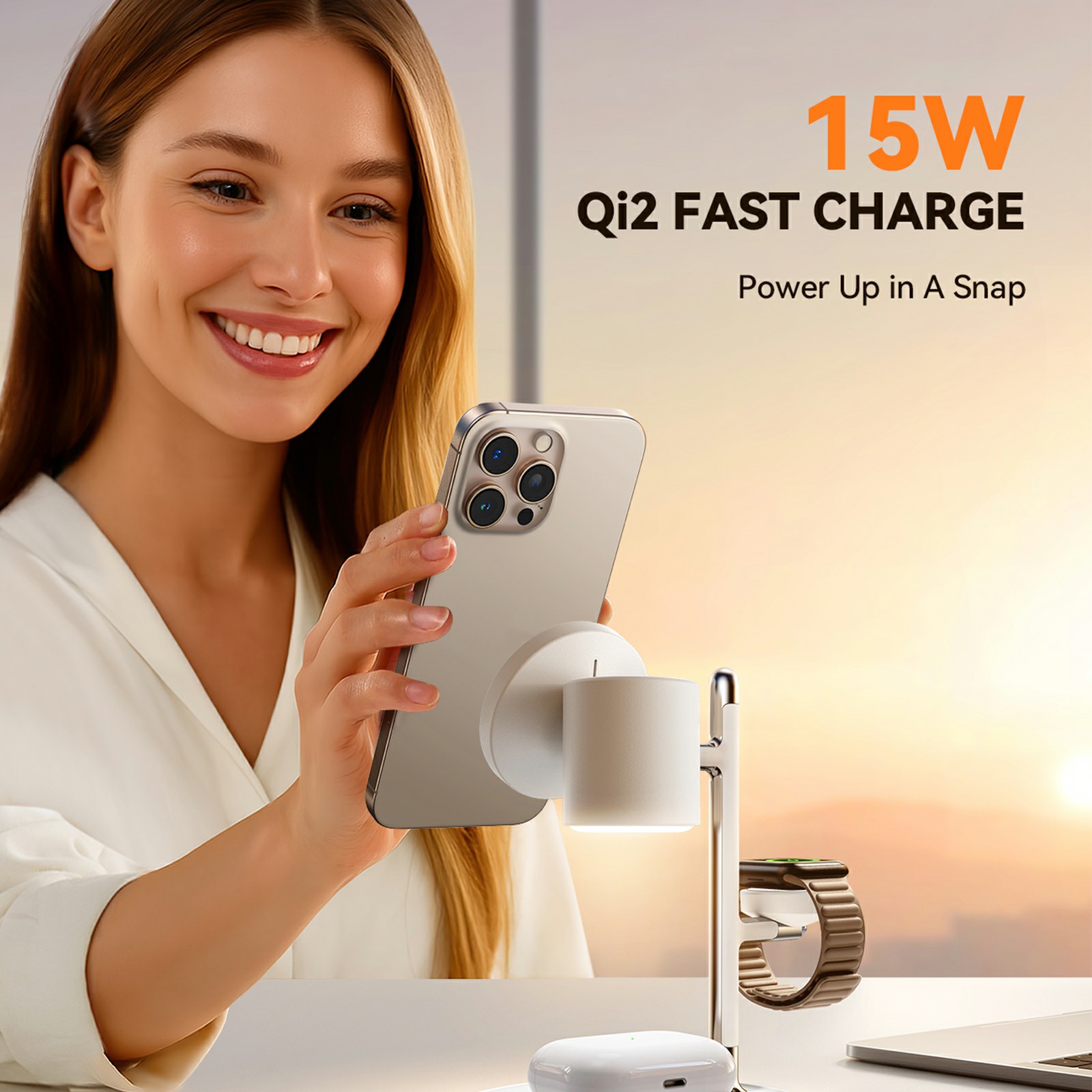 4-in-1 Magnetische Kabellose Ladestation Qi2 Weiß
