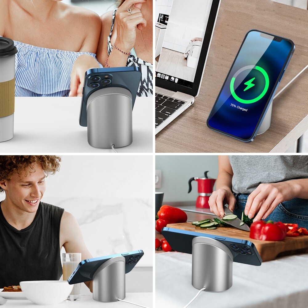 MageSafe Ladestand Aluminium Silber