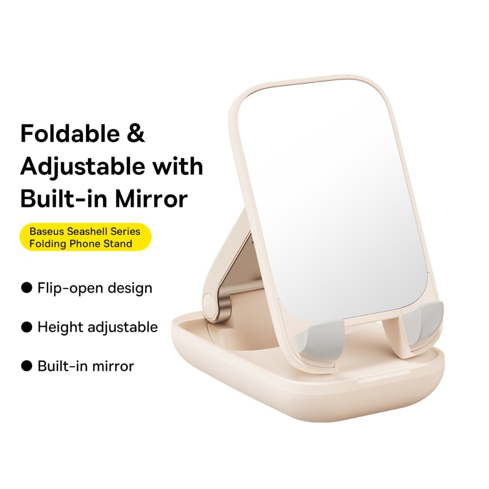 Klappbarer Tischständer mit Spiegel fürs Handy, beige