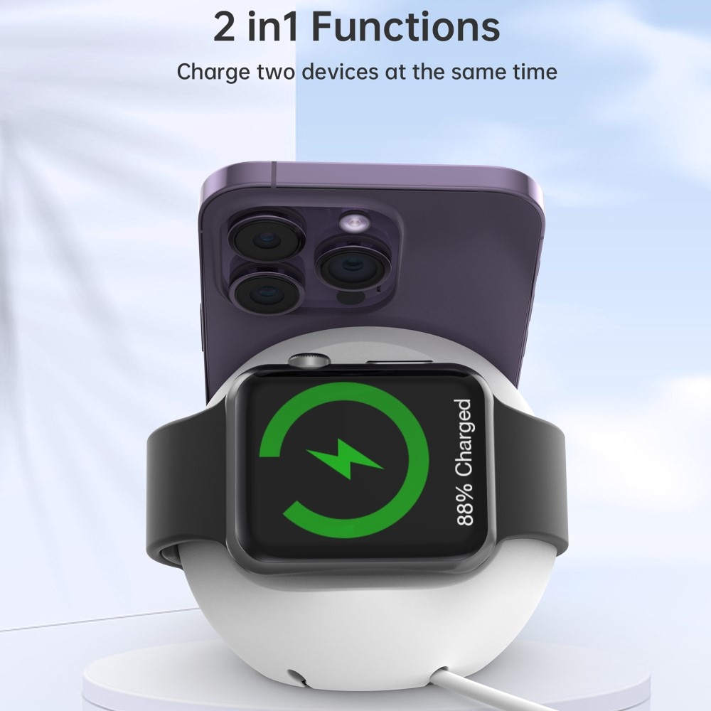 Runde Halterung für MagSafe-Ladegerät + Apple Watch weiß