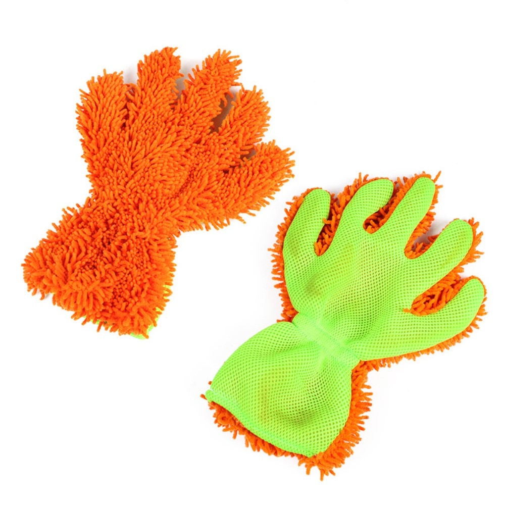 Doppelseitiger Mikrofaserhandschuh, orange/grün