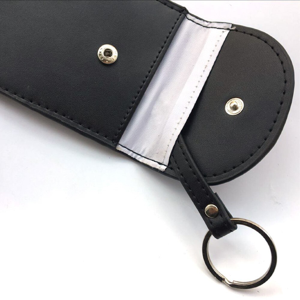 Autoschlüsseletui aus Leder mit RFID-Schutz, schwarz