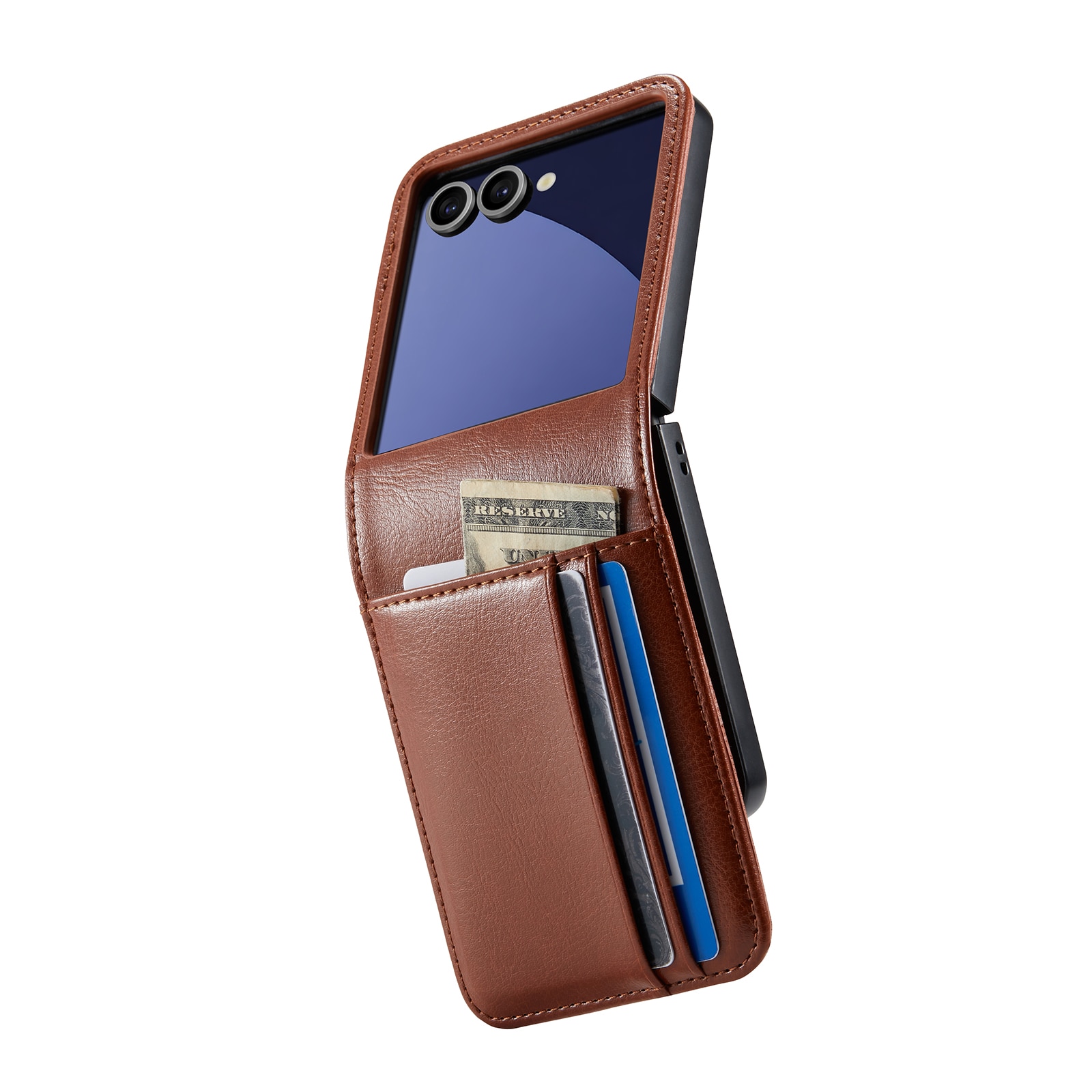 Samsung Galaxy Z Flip 7 Echtlederhülle Cognac