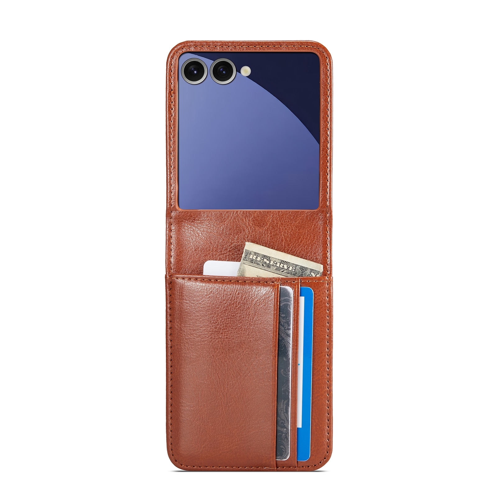 Samsung Galaxy Z Flip 7 Echtlederhülle Cognac