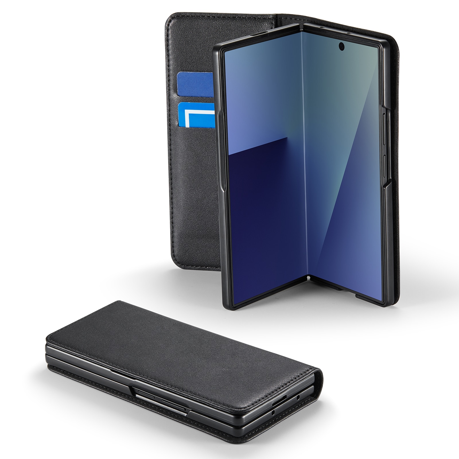 Samsung Galaxy Z Fold 7 Echtlederhülle, Schwarz