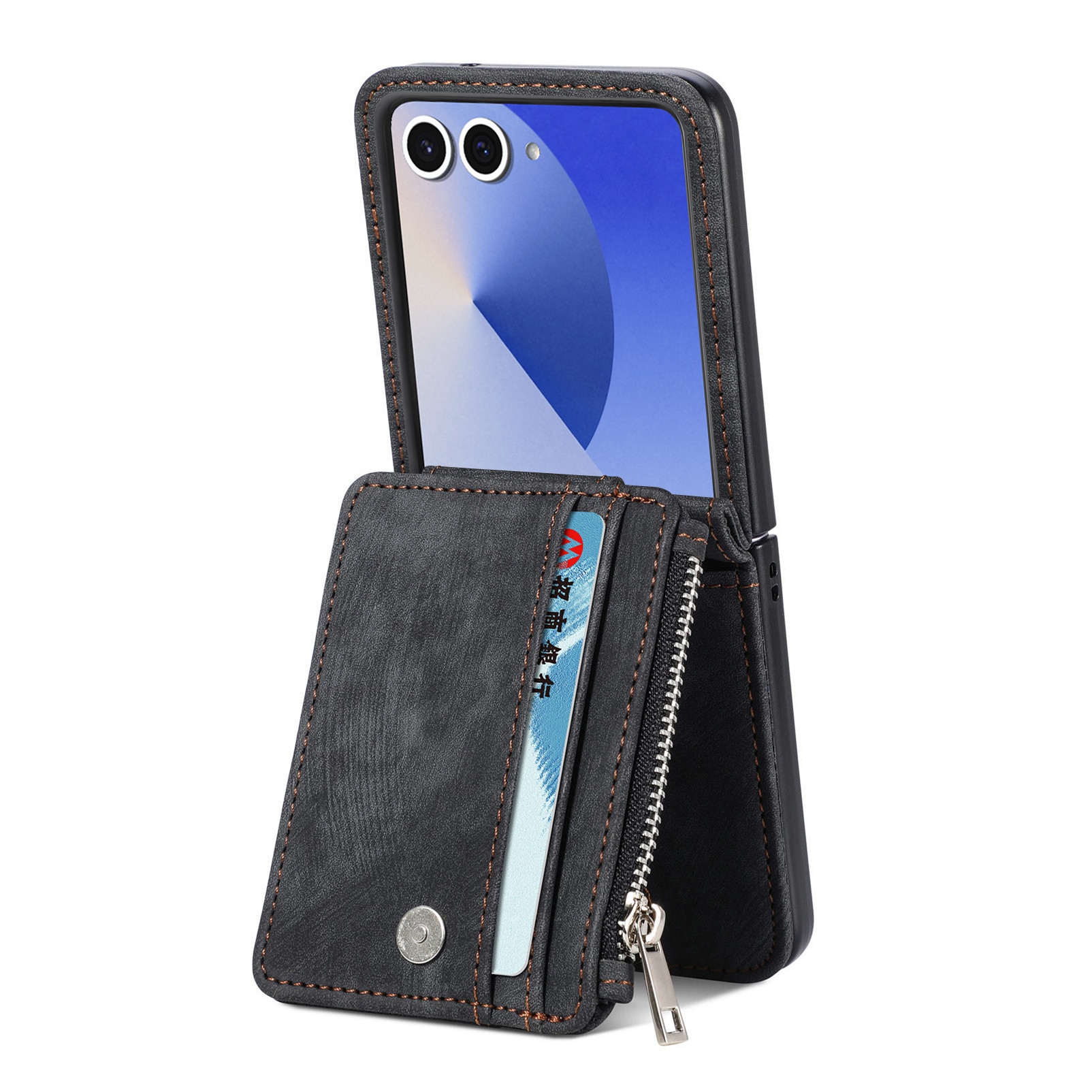 Samsung Galaxy Z Flip 7 Zipper Handytasche Multi-slot Schwarz