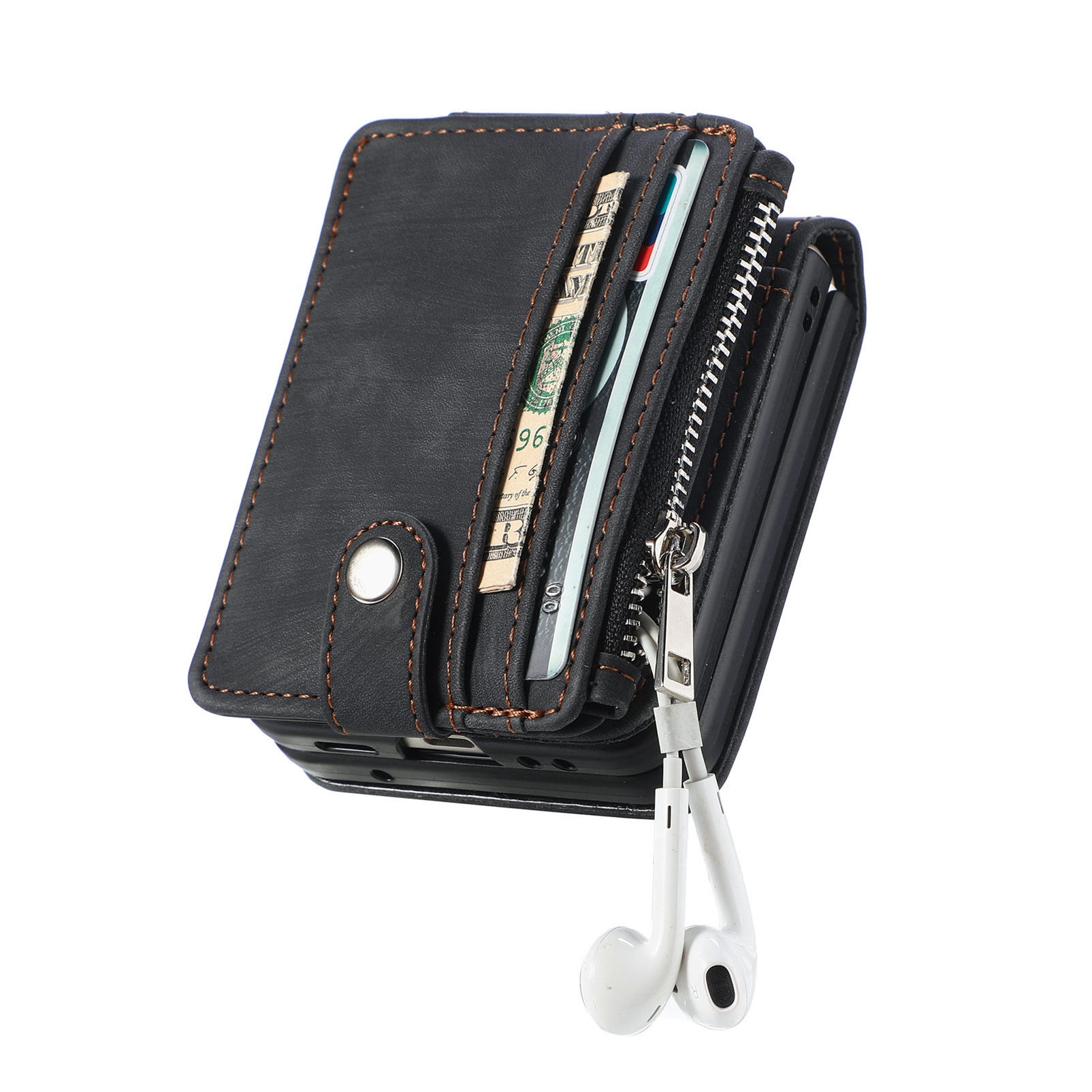 Samsung Galaxy Z Flip 7 Zipper Handytasche Multi-slot Schwarz