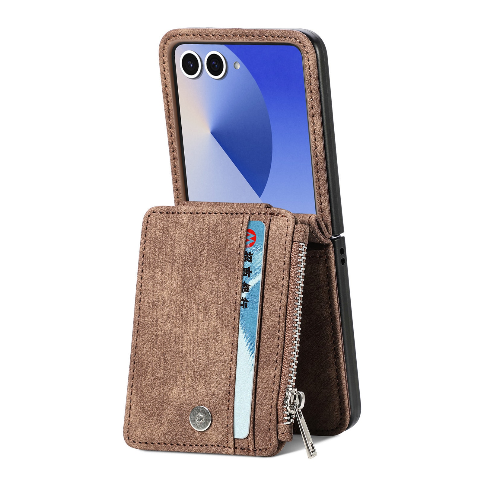 Samsung Galaxy Z Flip 7 Zipper Handytasche Multi-slot Braun