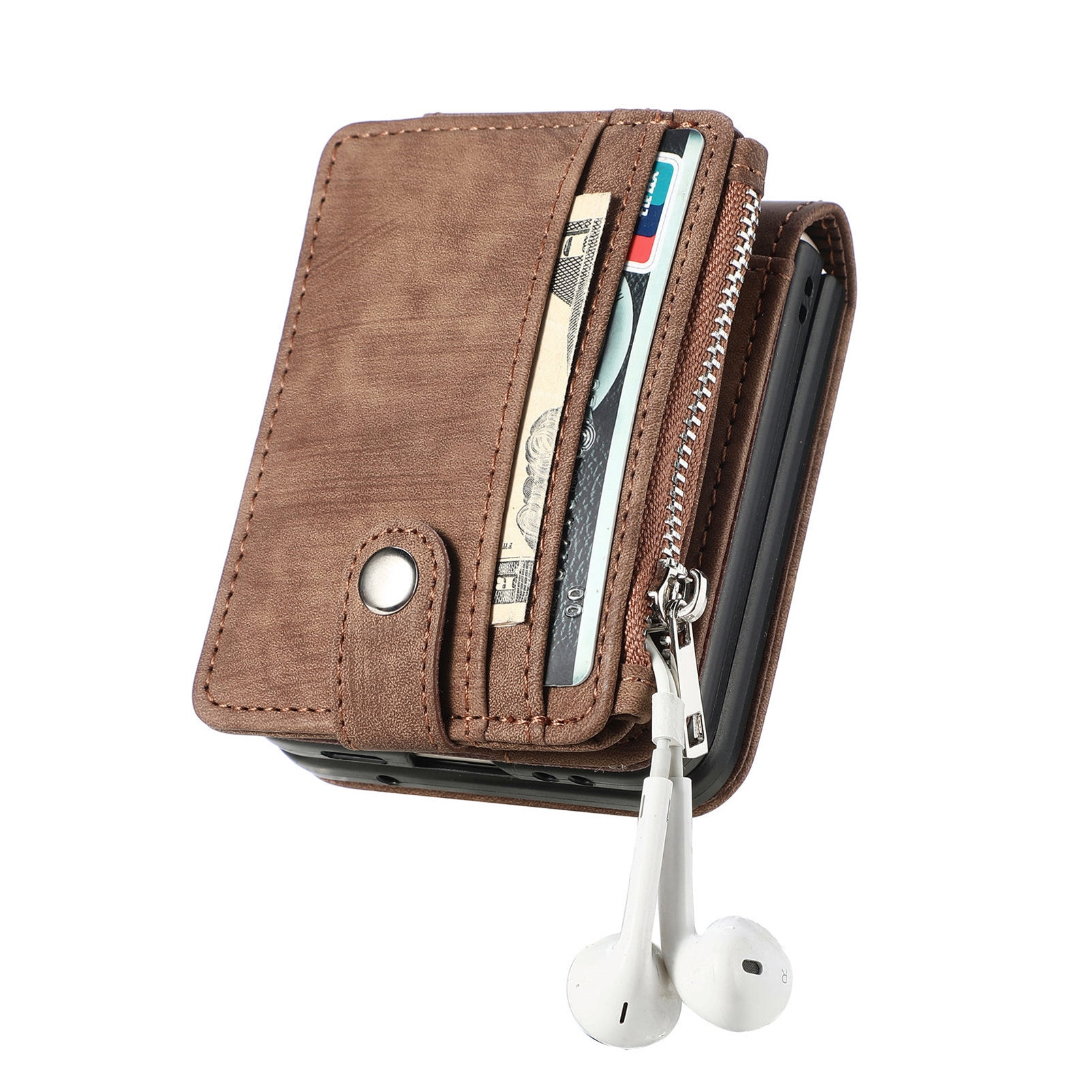 Samsung Galaxy Z Flip 7 Zipper Handytasche Multi-slot Braun