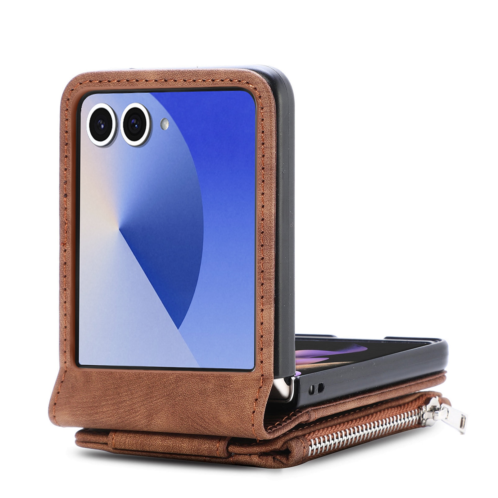 Samsung Galaxy Z Flip 7 Zipper Handytasche Multi-slot Braun
