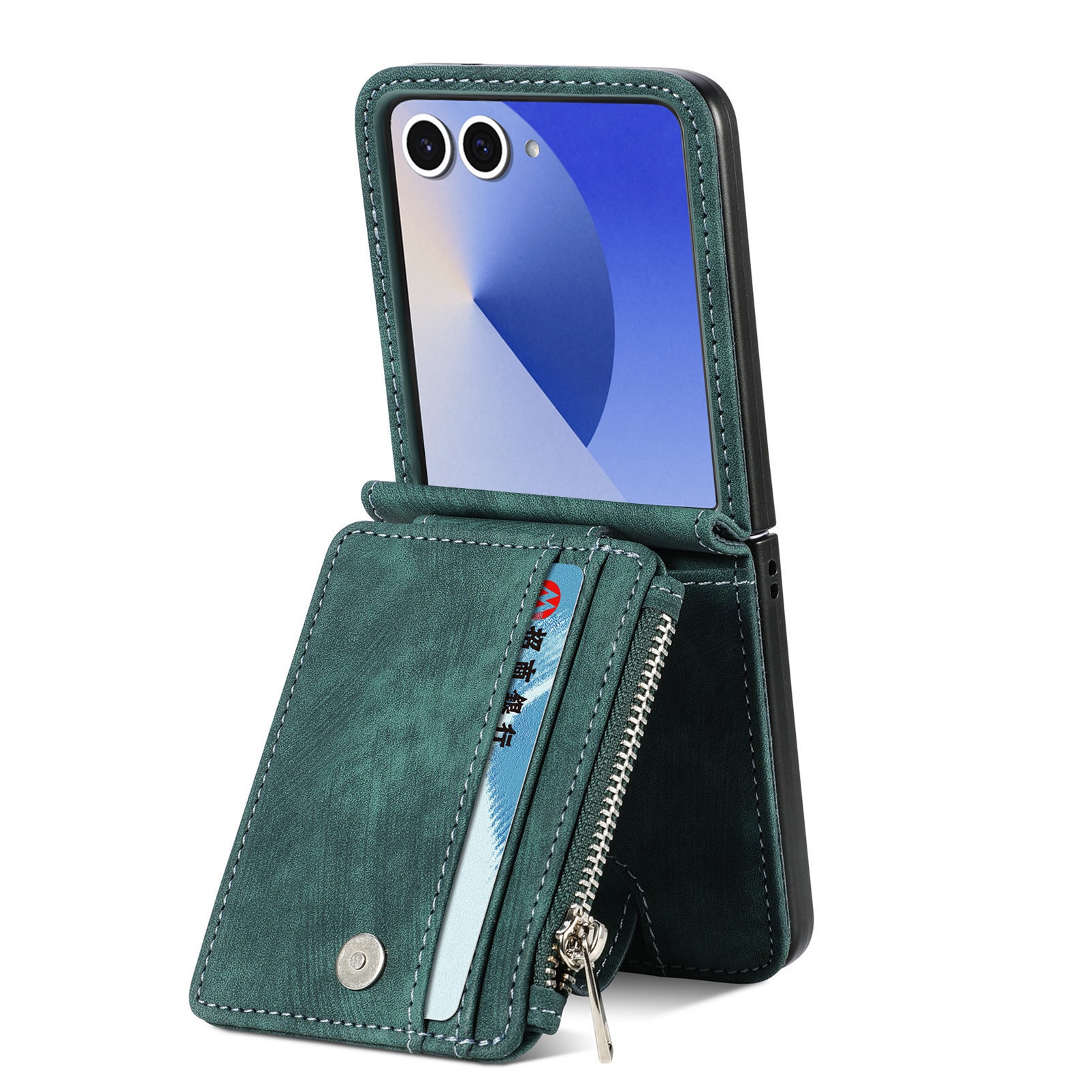 Samsung Galaxy Z Flip 7 Zipper Handytasche Multi-slot Grün