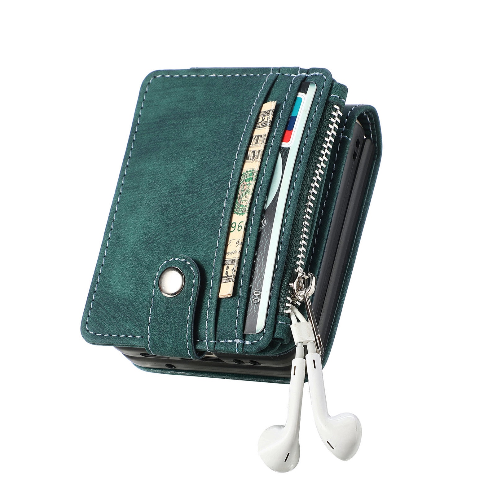 Samsung Galaxy Z Flip 7 Zipper Handytasche Multi-slot Grün