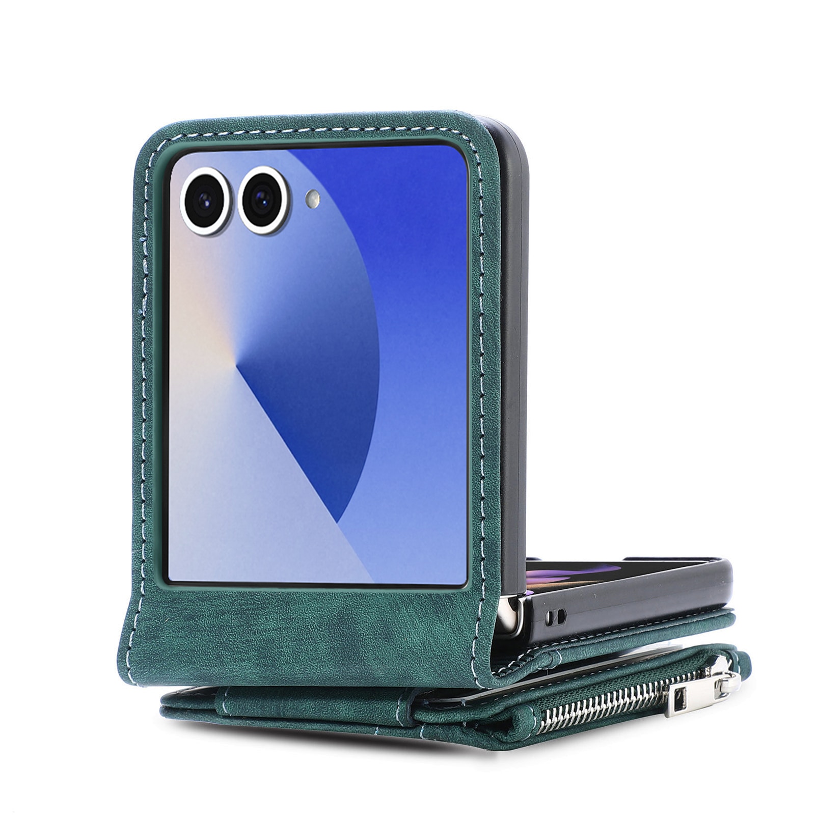 Samsung Galaxy Z Flip 7 Zipper Handytasche Multi-slot Grün