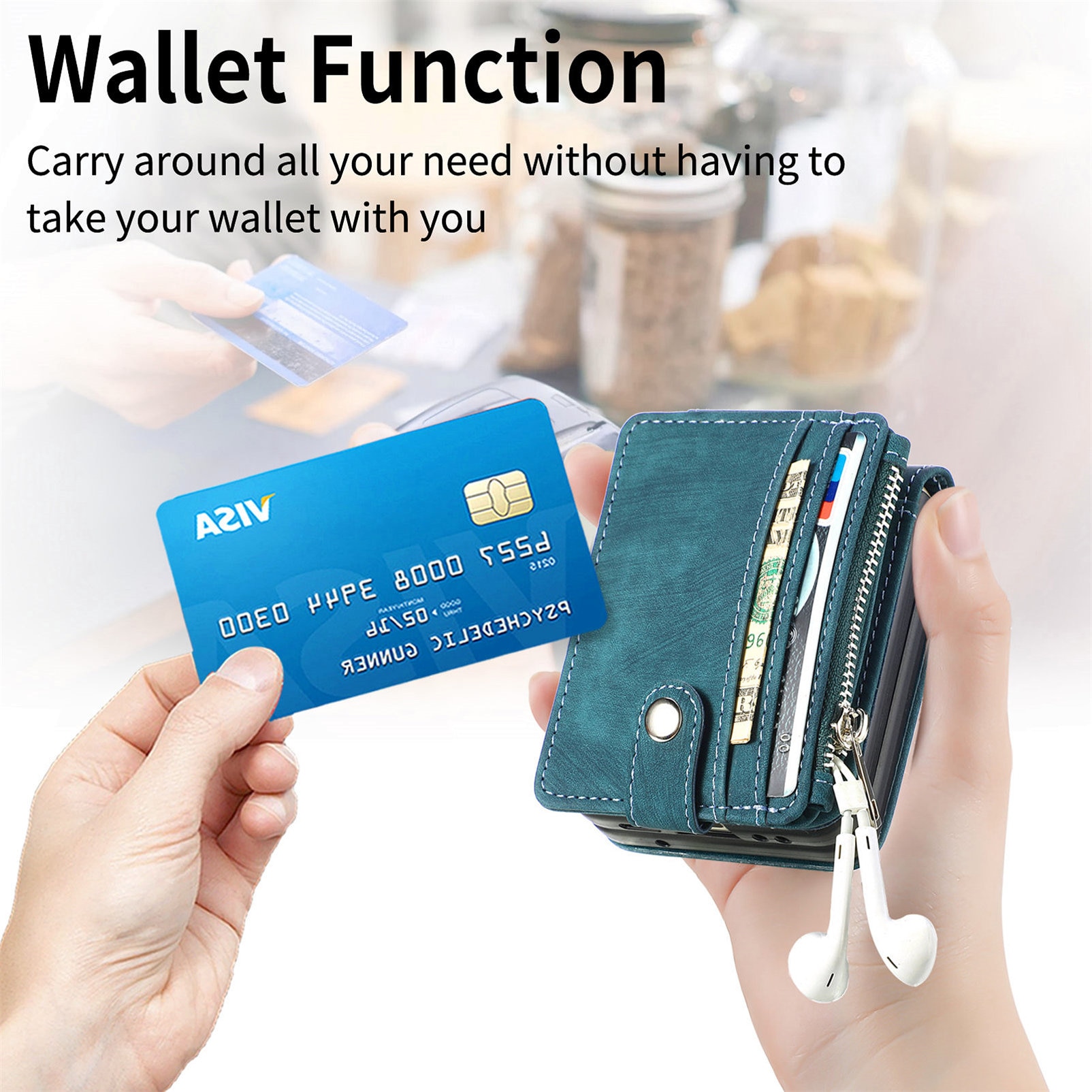Samsung Galaxy Z Flip 7 Zipper Handytasche Multi-slot Grün