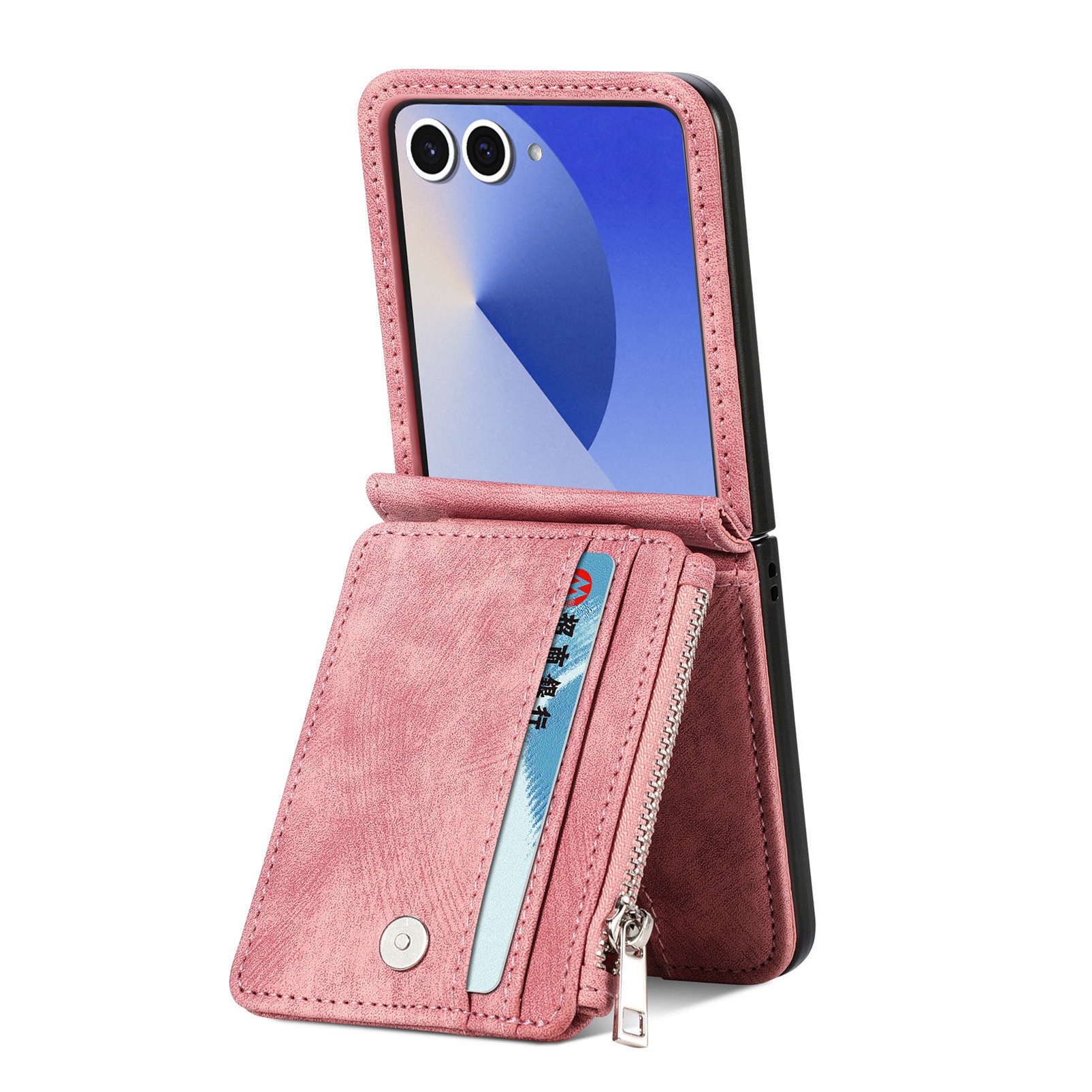 Samsung Galaxy Z Flip 7 Zipper Handytasche Multi-slot Rosa
