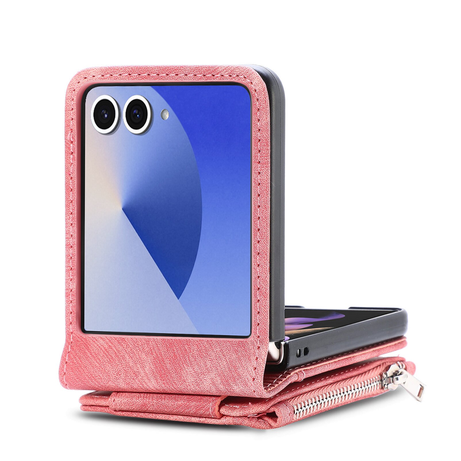 Samsung Galaxy Z Flip 7 Zipper Handytasche Multi-slot Rosa