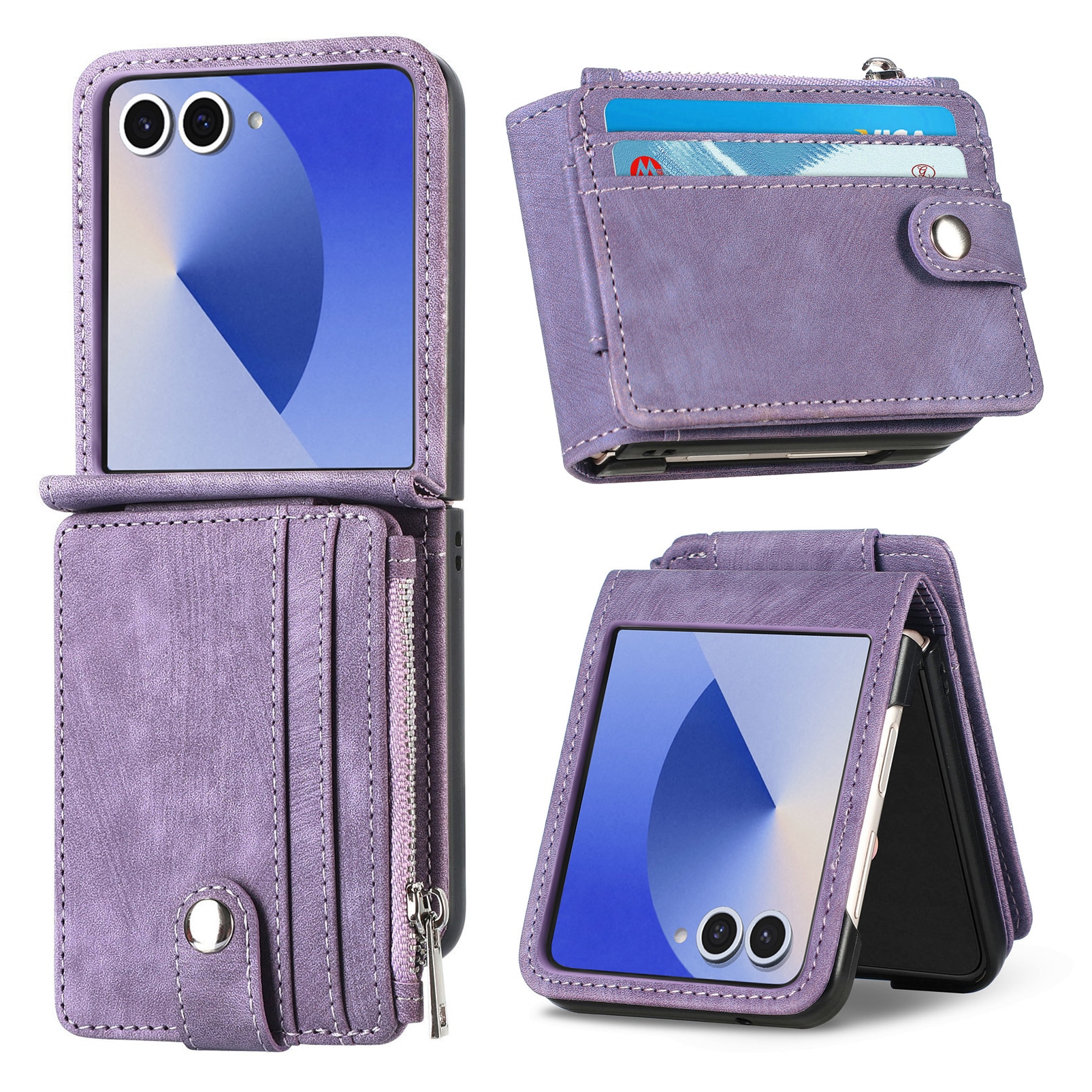 Samsung Galaxy Z Flip 7 Zipper Handytasche Multi-slot Lila