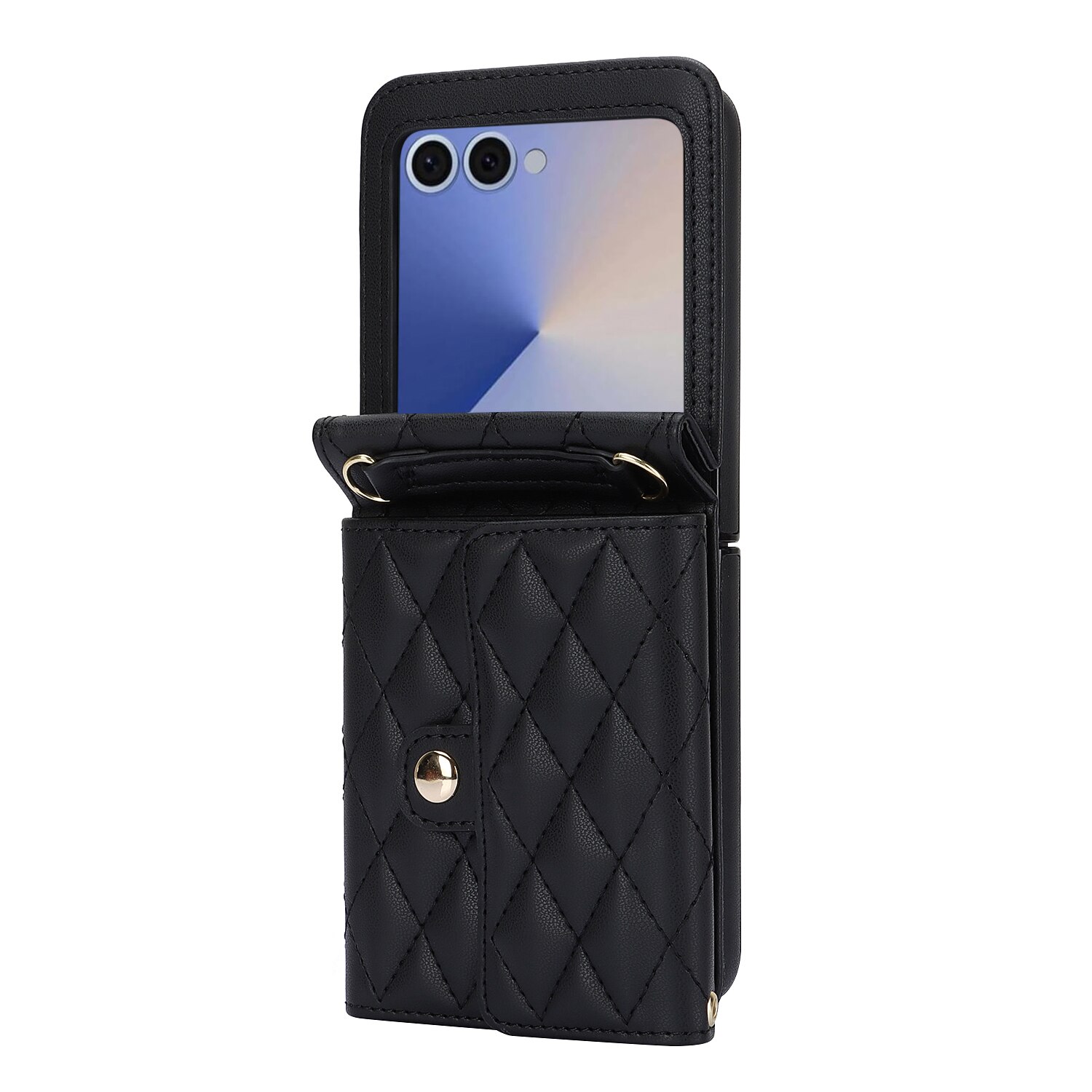 Samsung Galaxy Z Flip 7 RFID-geschützte Brieftasche Hülle Quilted Schwarz