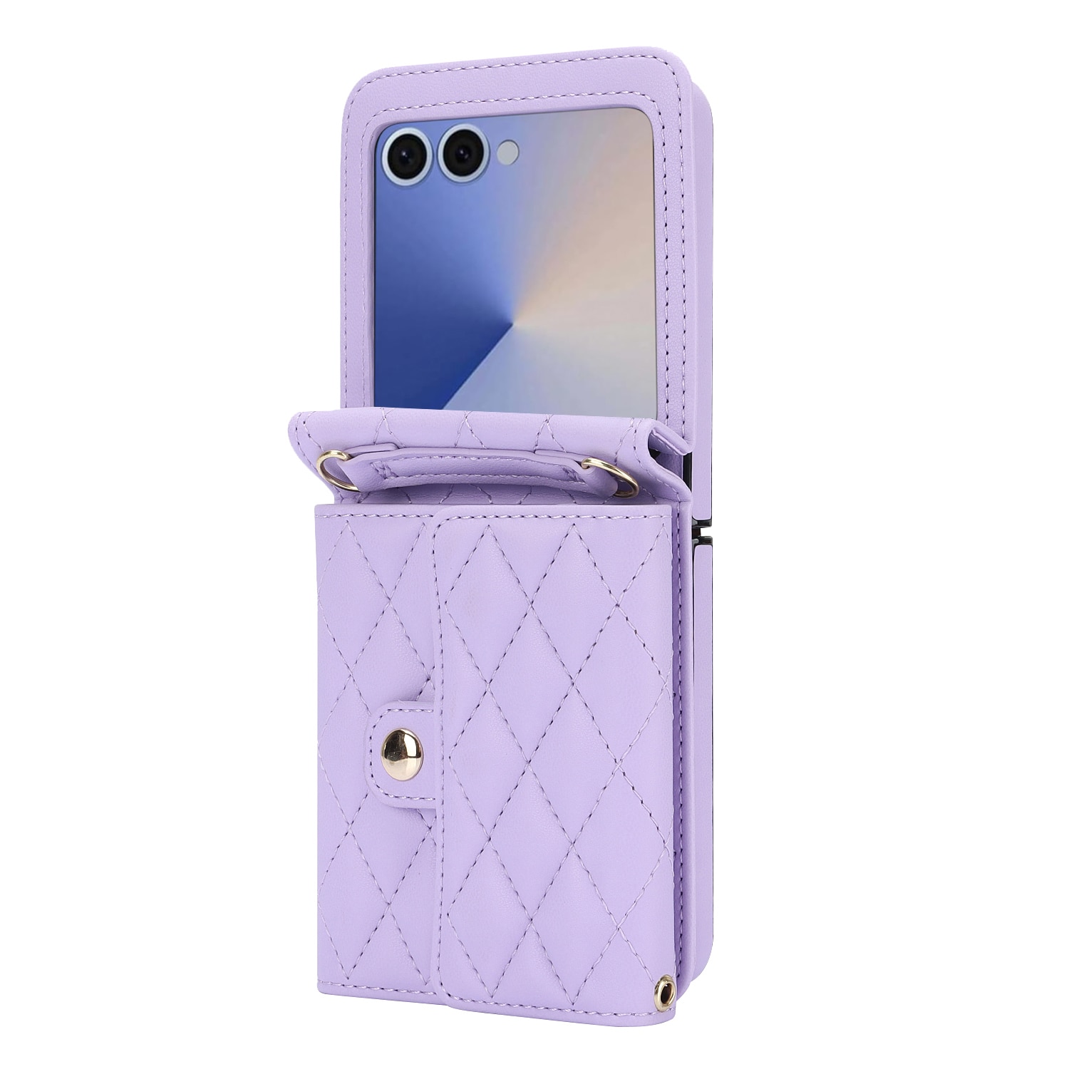 Samsung Galaxy Z Flip 7 RFID-geschützte Brieftasche Hülle Quilted Lila