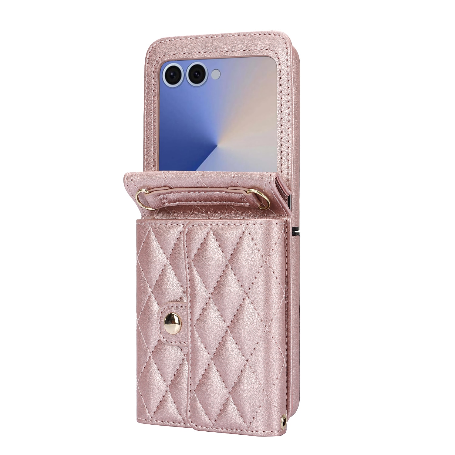 Samsung Galaxy Z Flip 7 RFID-geschützte Brieftasche Hülle Quilted Roségold