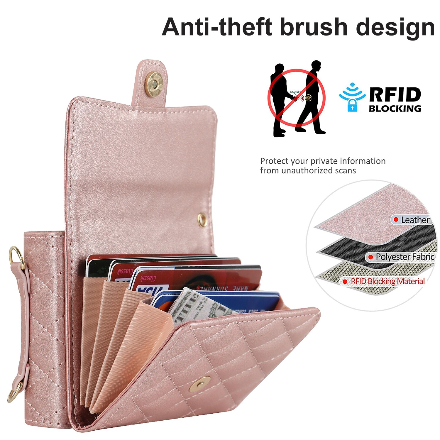 Samsung Galaxy Z Flip 7 RFID-geschützte Brieftasche Hülle Quilted Roségold