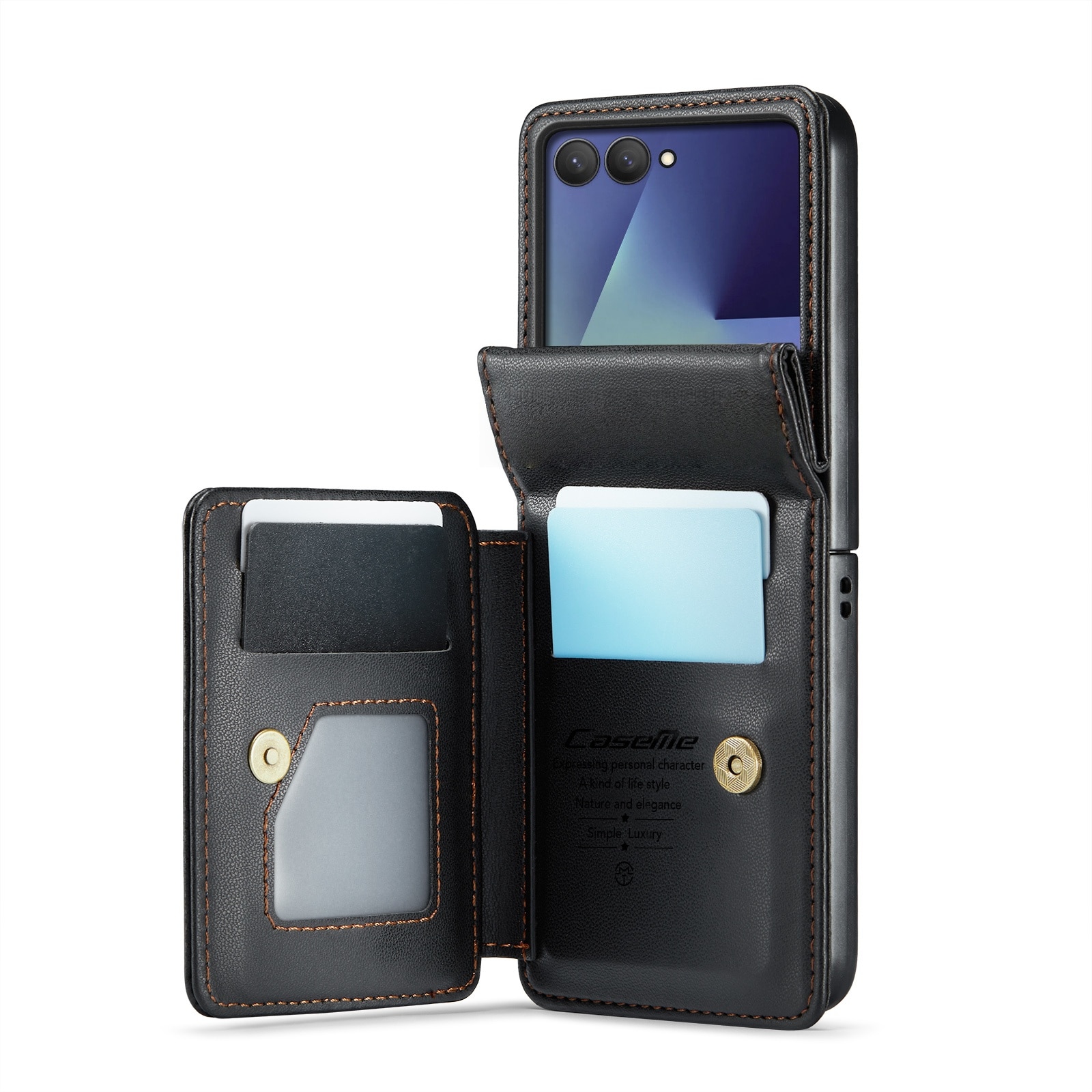 RFID-geschützte Portemonnaie-Hülle Samsung Galaxy Z Flip 7 Schwarz
