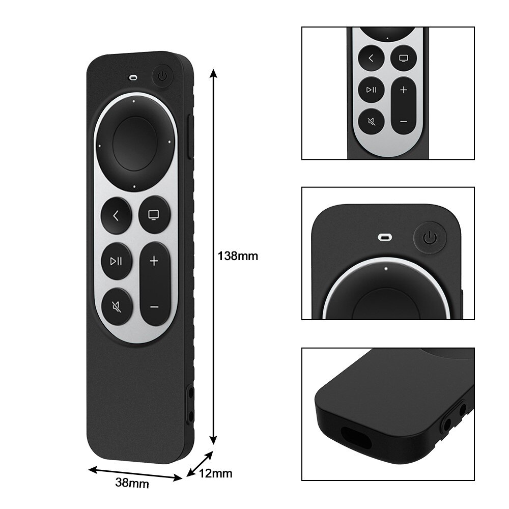 Apple TV 4K Siri Remote Gerippte Silikonhülle schwarz