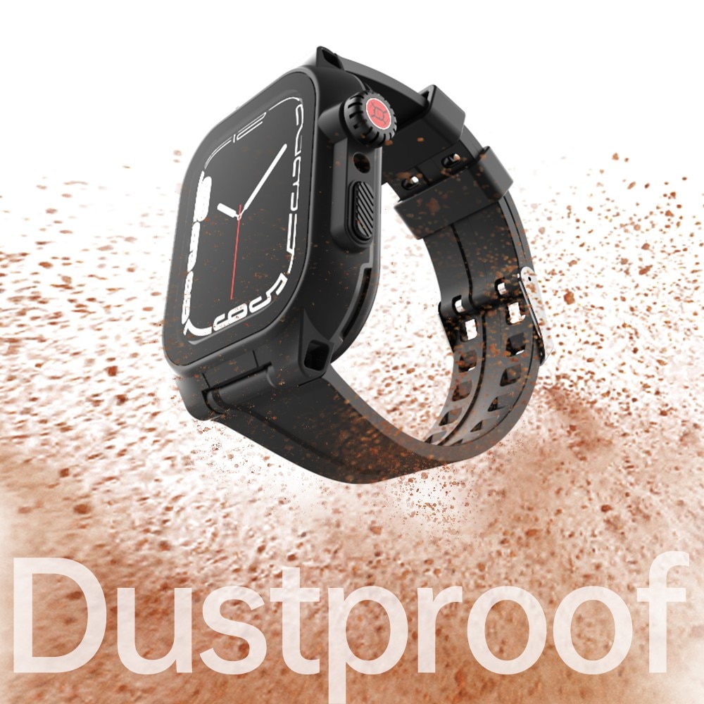 Apple Watch 45mm Series 9 Wasserdichte Hülle + Armband aus Silikon, schwarz