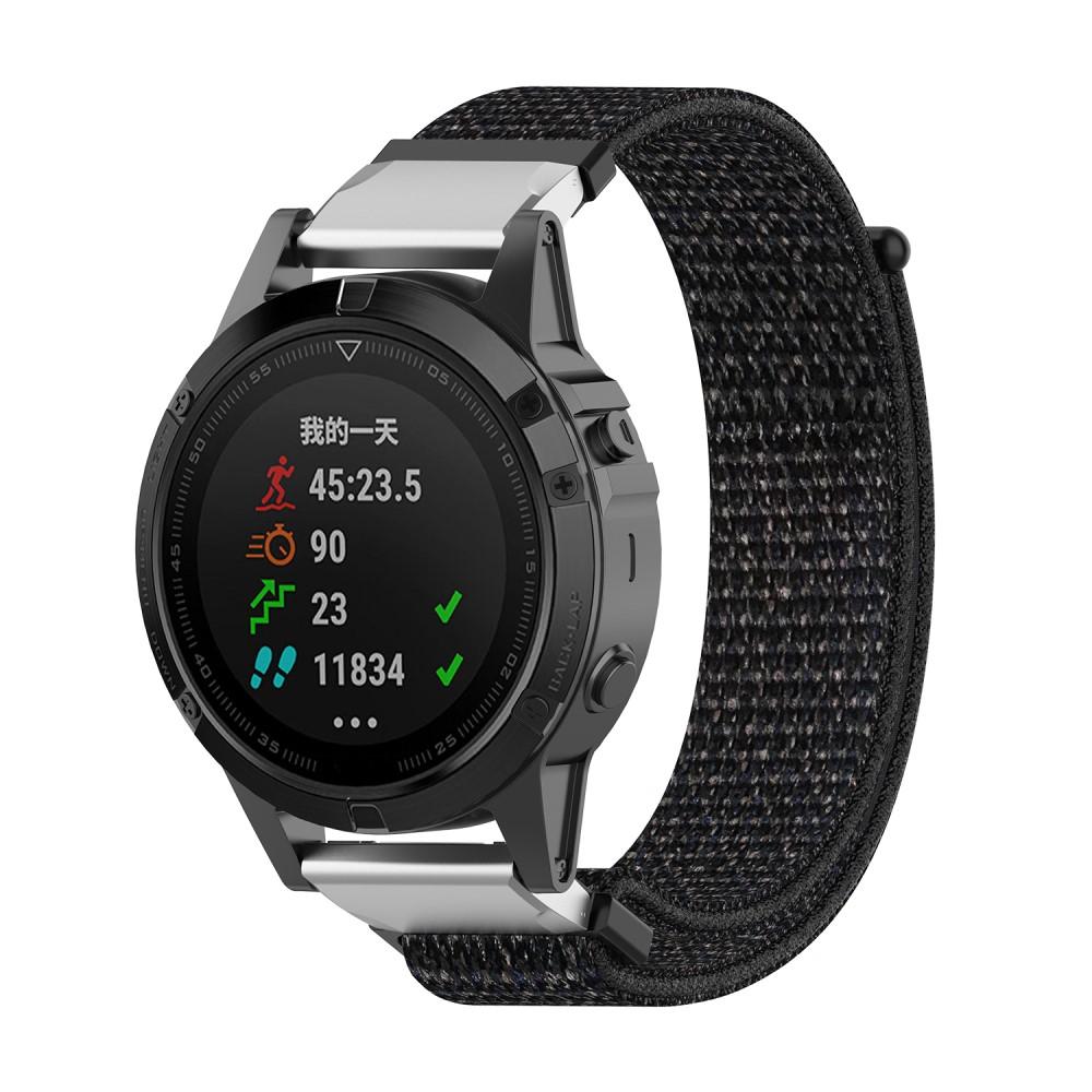 Garmin Fenix 5/5 Plus/6/6 Pro/7 Nylon-Armband schwarz/silber