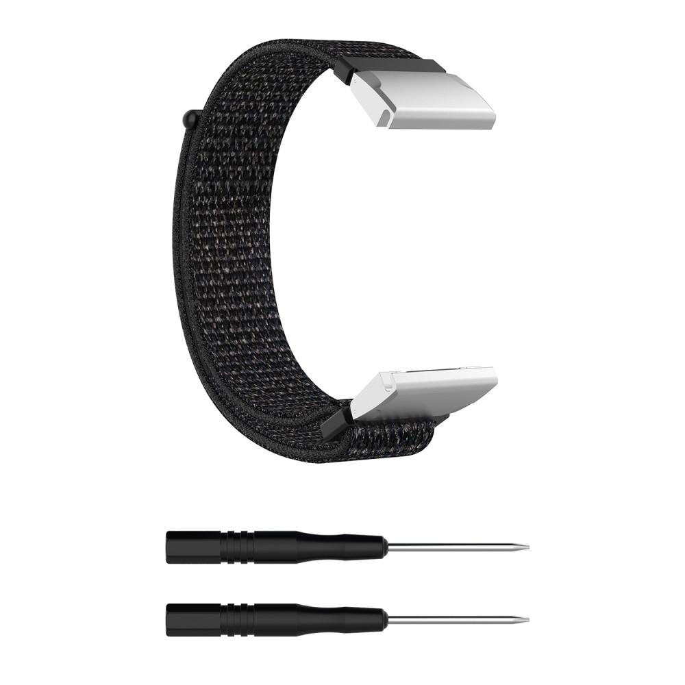 Garmin Fenix 5X/5X Plus/6X/6X Pro/7X Nylon-Armband schwarz/silber