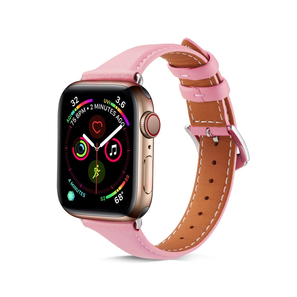 Apple Watch SE 44mm Slim Lederarmband rosa