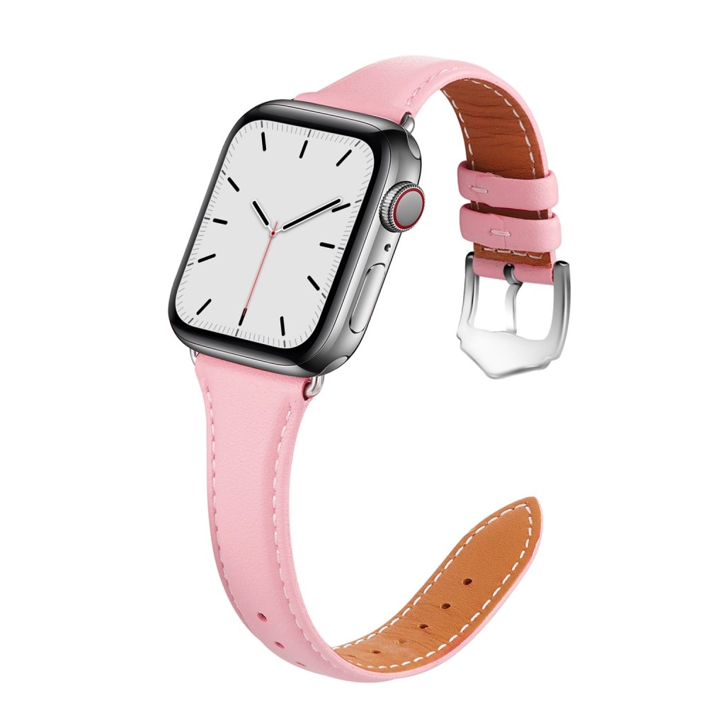 Apple Watch 41mm Series 9 Slim Lederarmband rosa