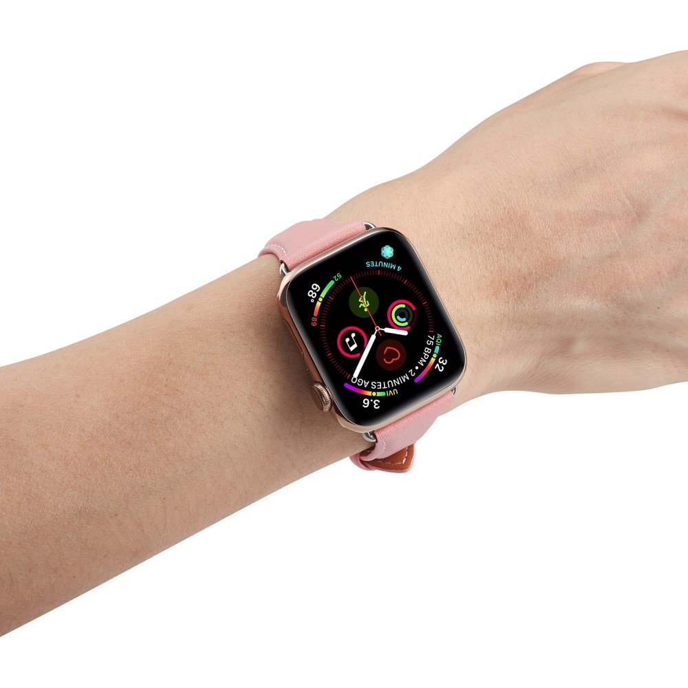 Apple Watch 45mm Series 7 Slim Lederarmband rosa