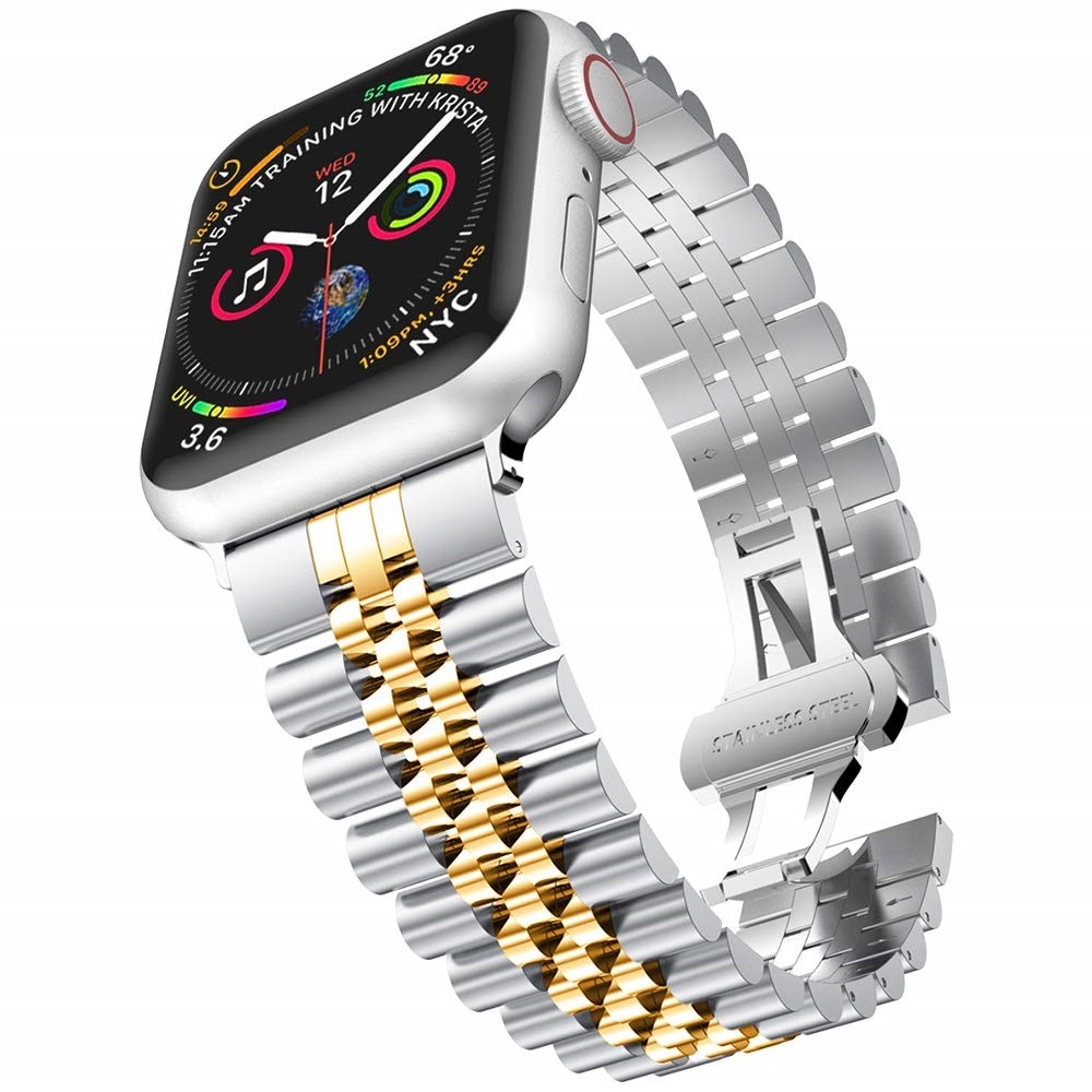 Apple Watch 41mm Series 7 Stainless Steel Bracelet silber/gold