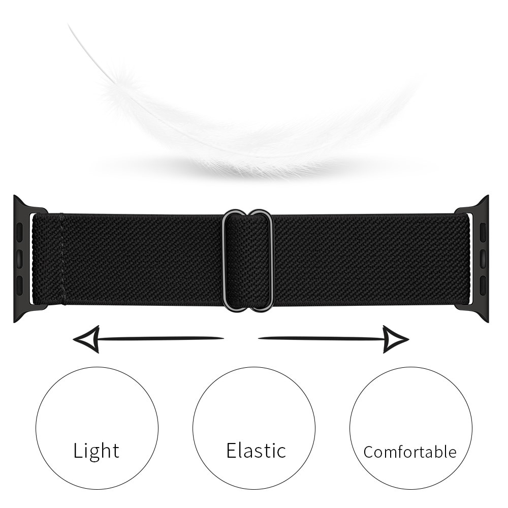 Apple Watch Series 8 41mm Elastisches Nylon-Armband, Schwarz