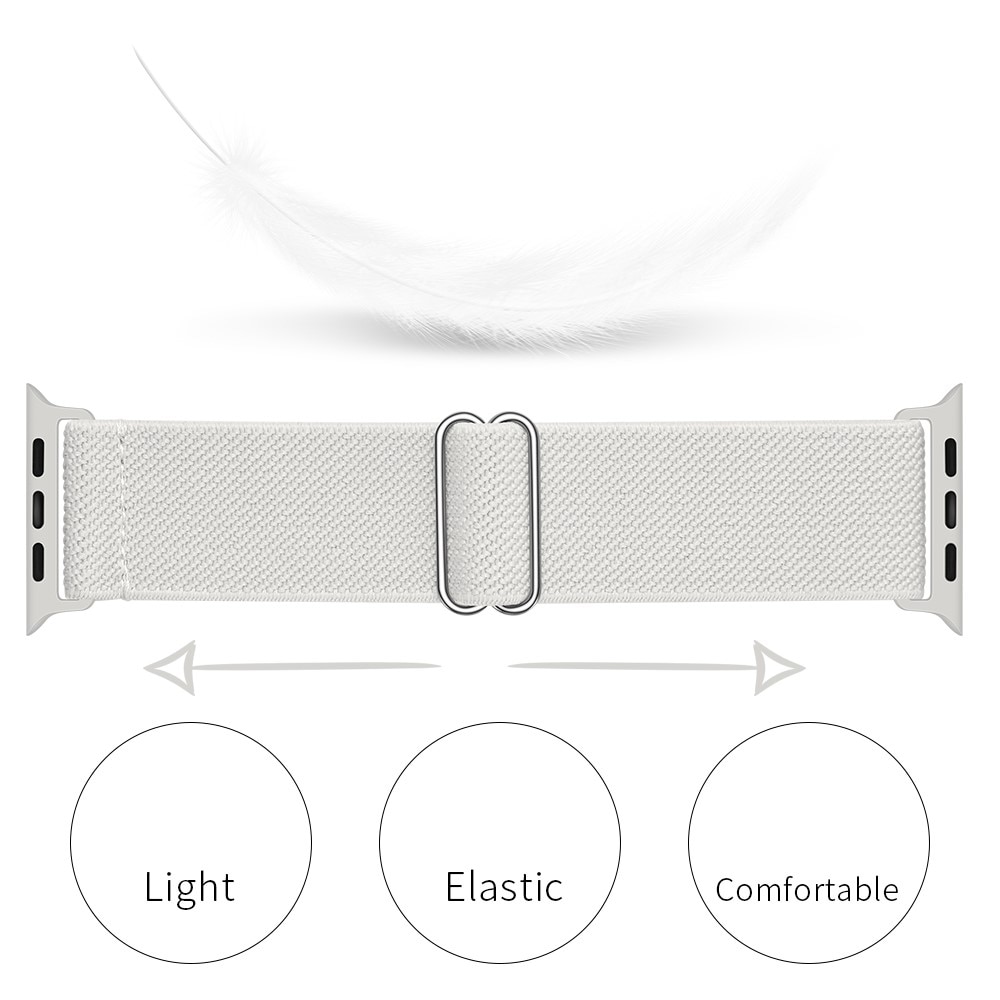 Apple Watch 45mm Series 7 Elastisches Nylon-Armband weiß