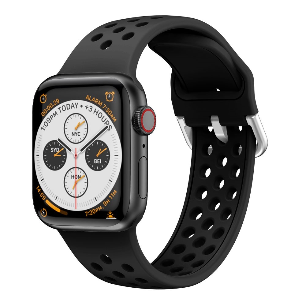 Apple Watch 42/44/45 mm Sport Armband aus Silikon Schwarz