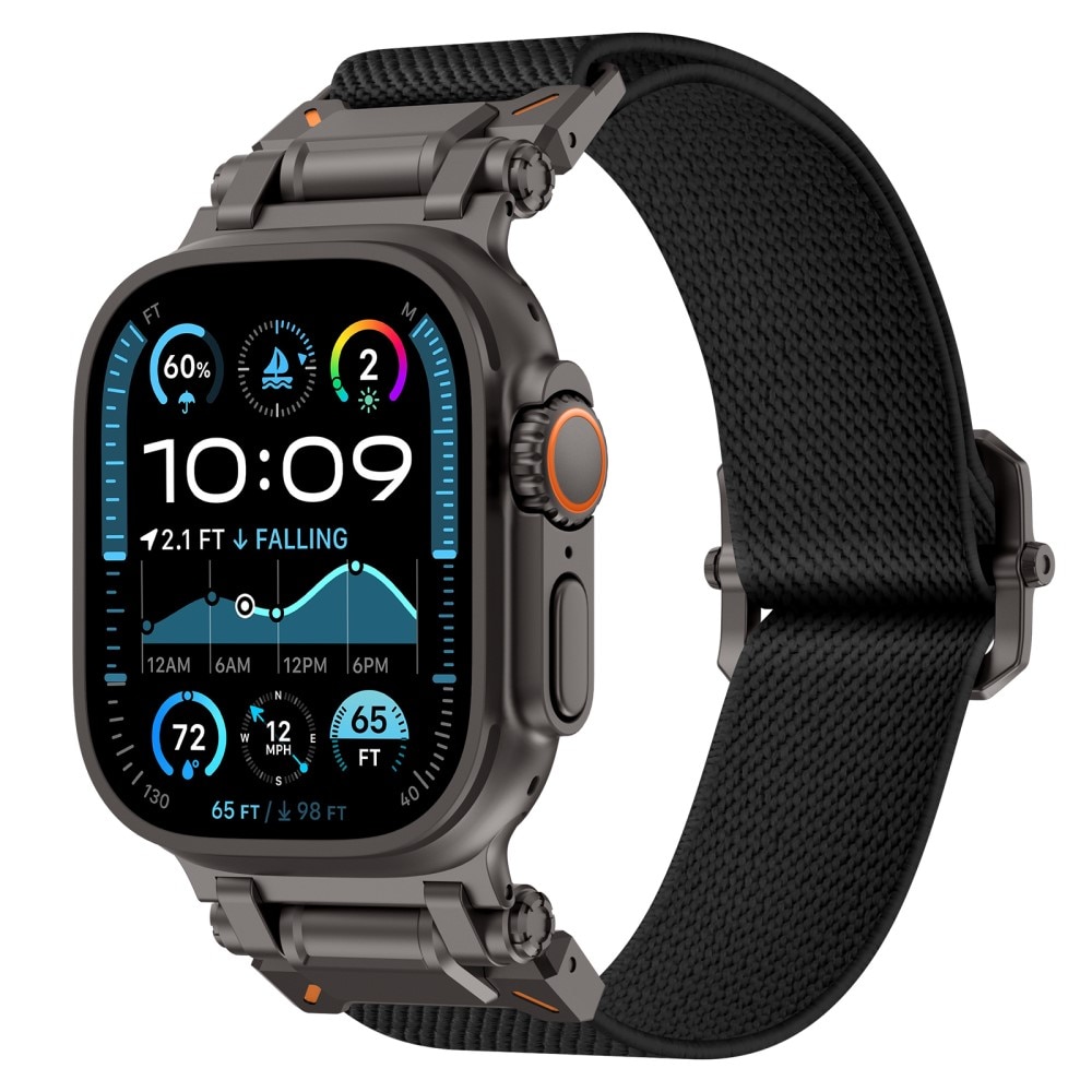 Apple Watch Ultra 49mm 2nd Gen Elastisches Nylon-Armband, Schwarz