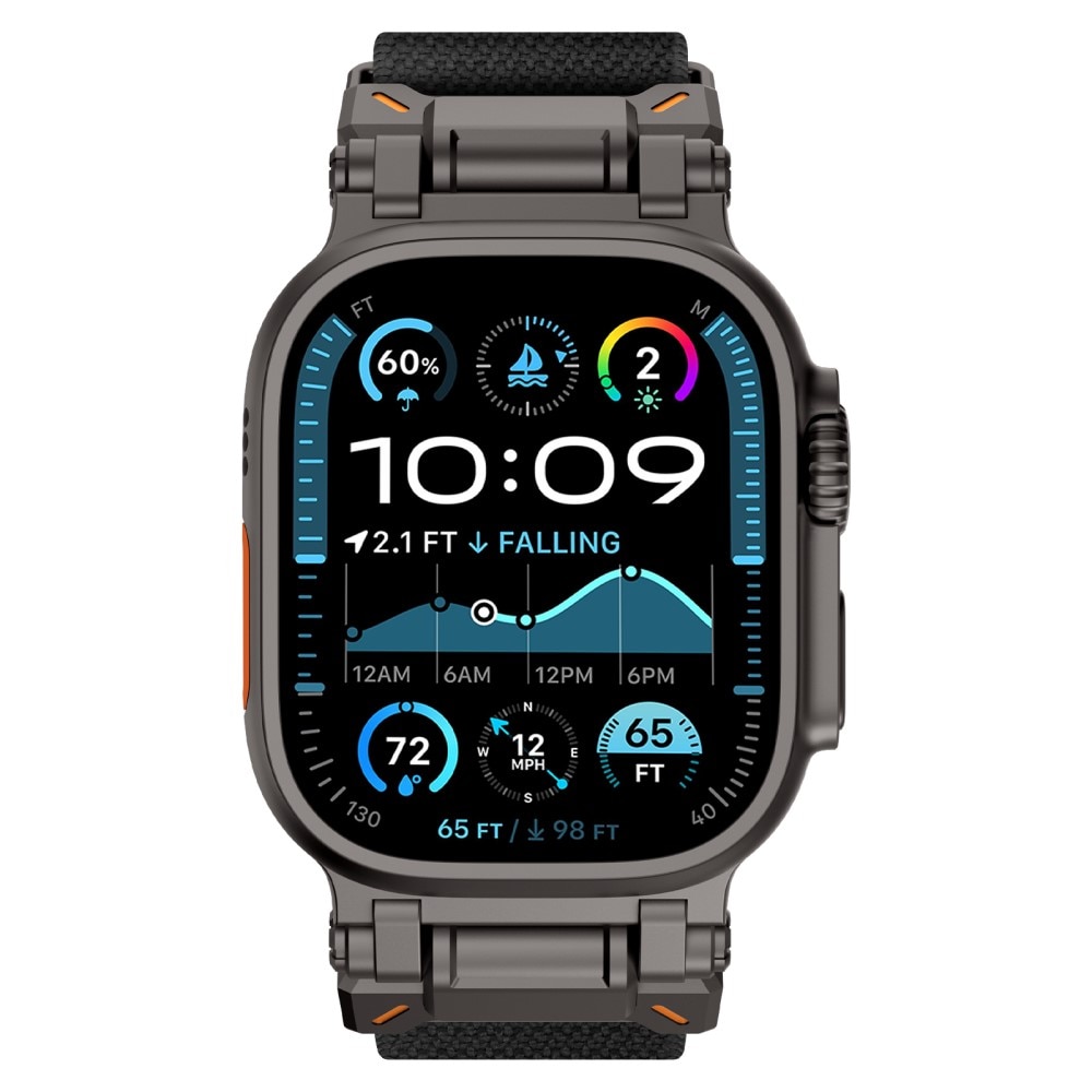 Apple Watch Ultra 49mm 2nd Gen Elastisches Nylon-Armband, Schwarz