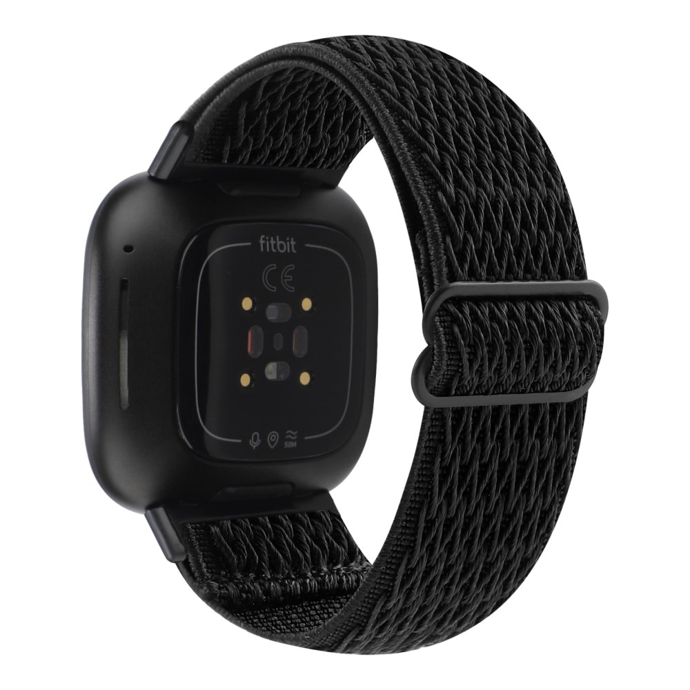 Fitbit Versa 3 Elastisches gewebtes Nylon-Armband schwarz