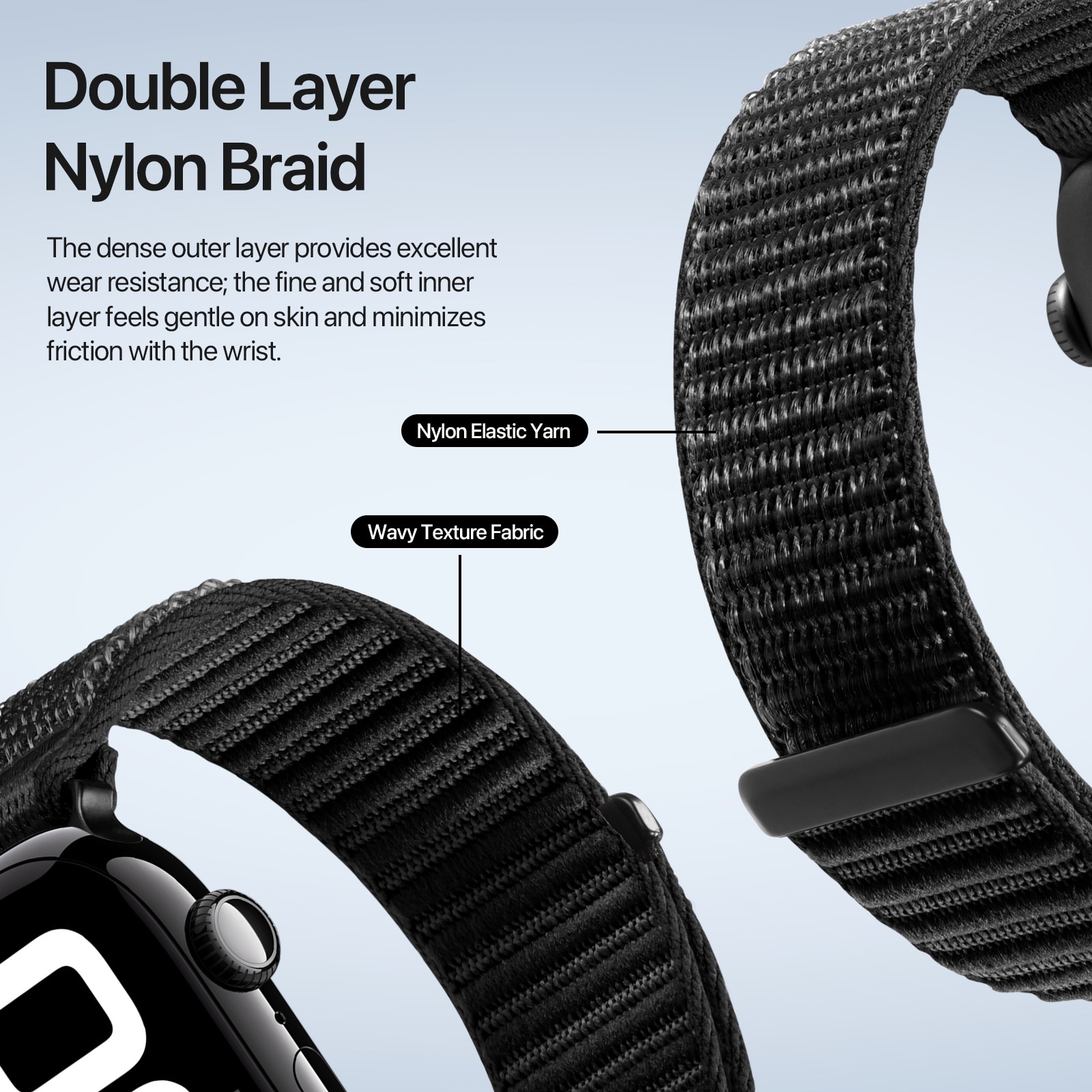 Apple Watch Series 1-3 42mm Nylon Armband Schwarz