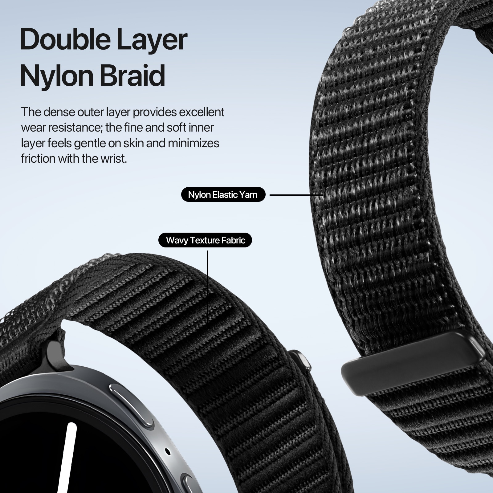 Samsung Galaxy Watch 8 44mm Nylon Armband Schwarz