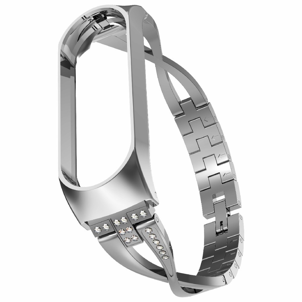 Xiaomi Mi Band 3/4 Crystal Bracelet Silber
