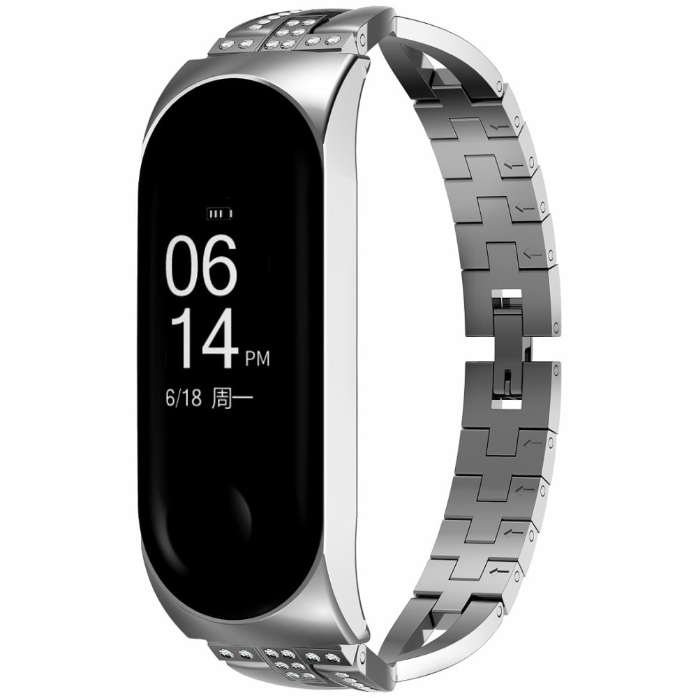 Xiaomi Mi Band 5/6 Crystal Bracelet Silber