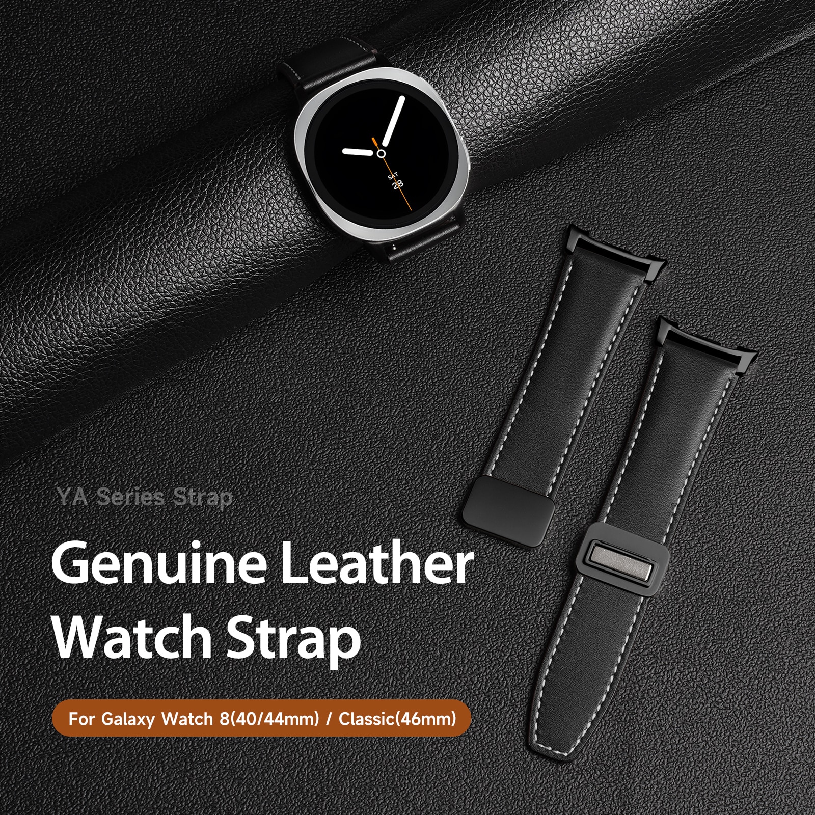 Lederarmband Samsung Galaxy Watch 8 Classic Schwarz