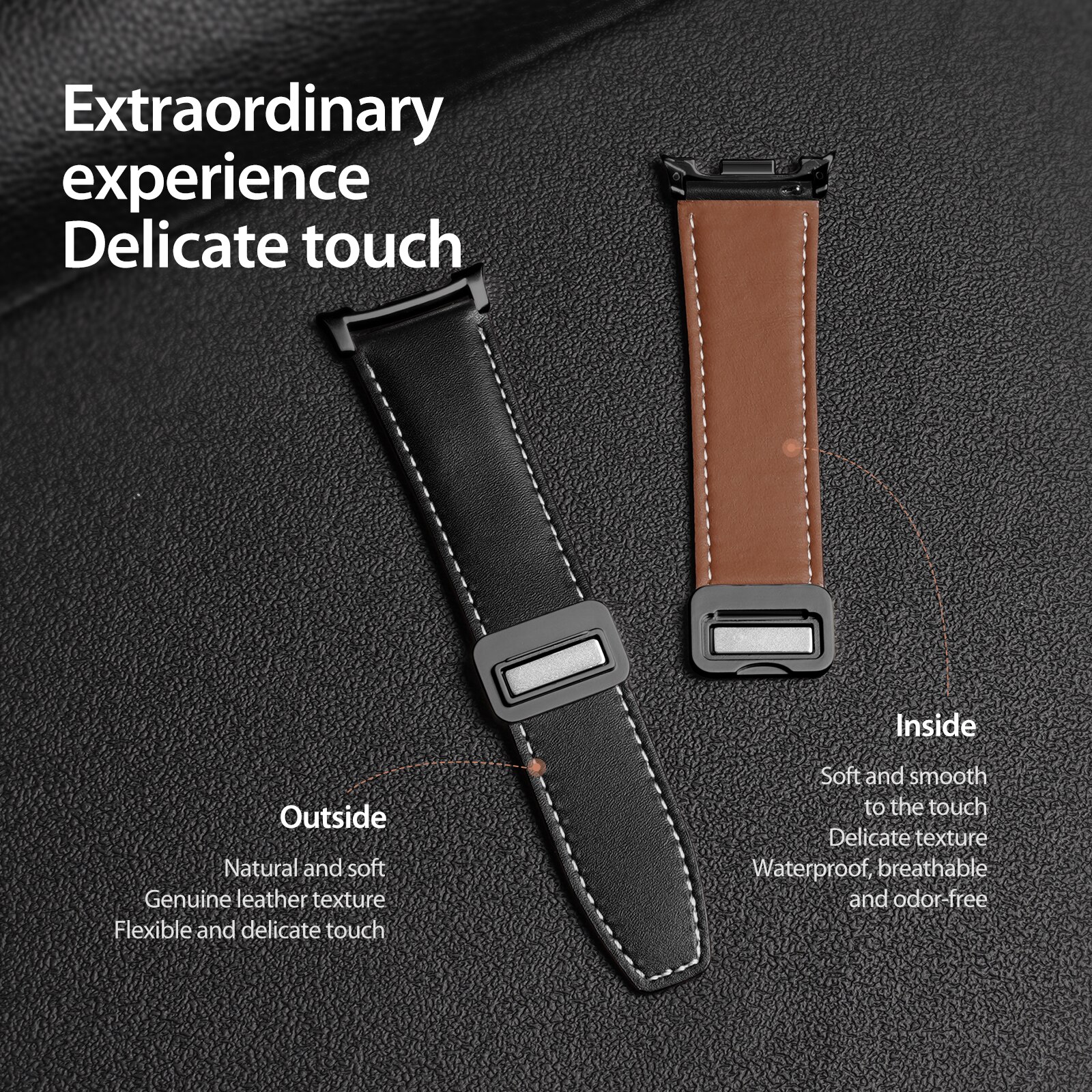 Lederarmband Samsung Galaxy Watch 8 Classic Schwarz