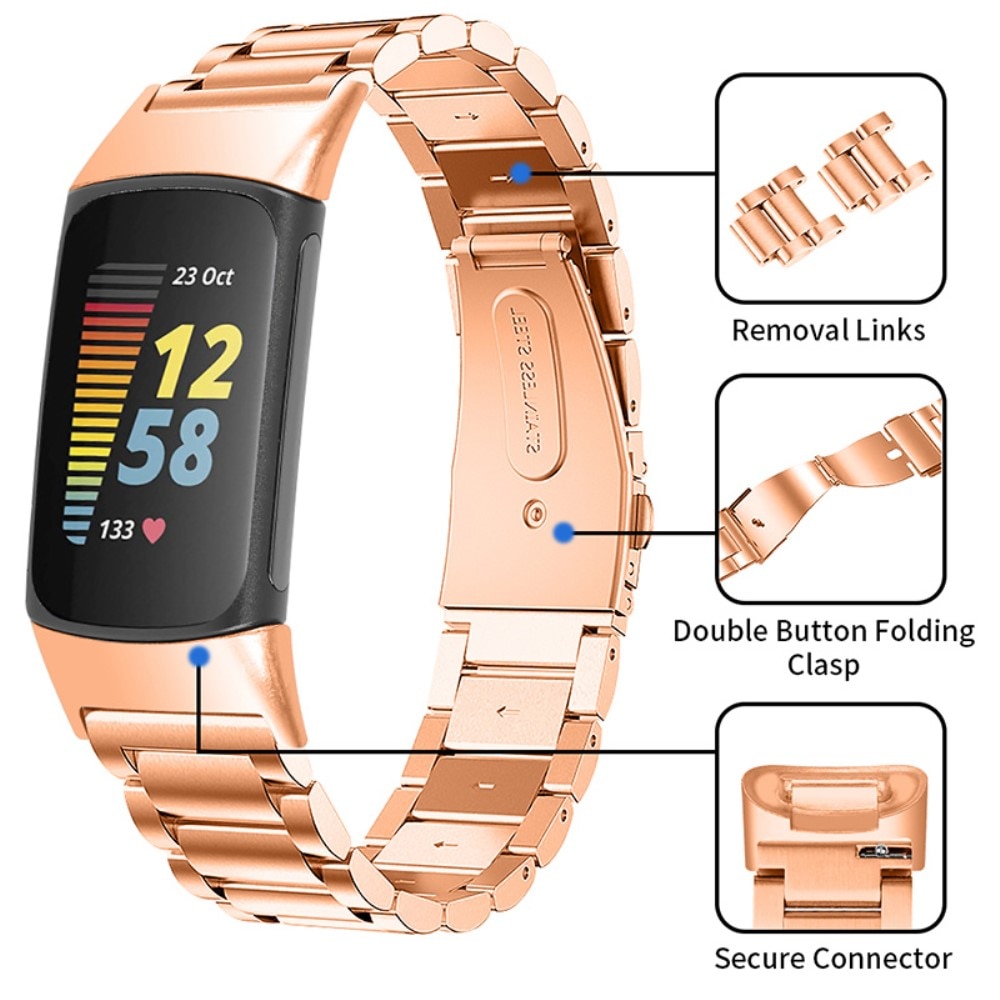 Fitbit Charge 6 Armband aus Stahl Roségold