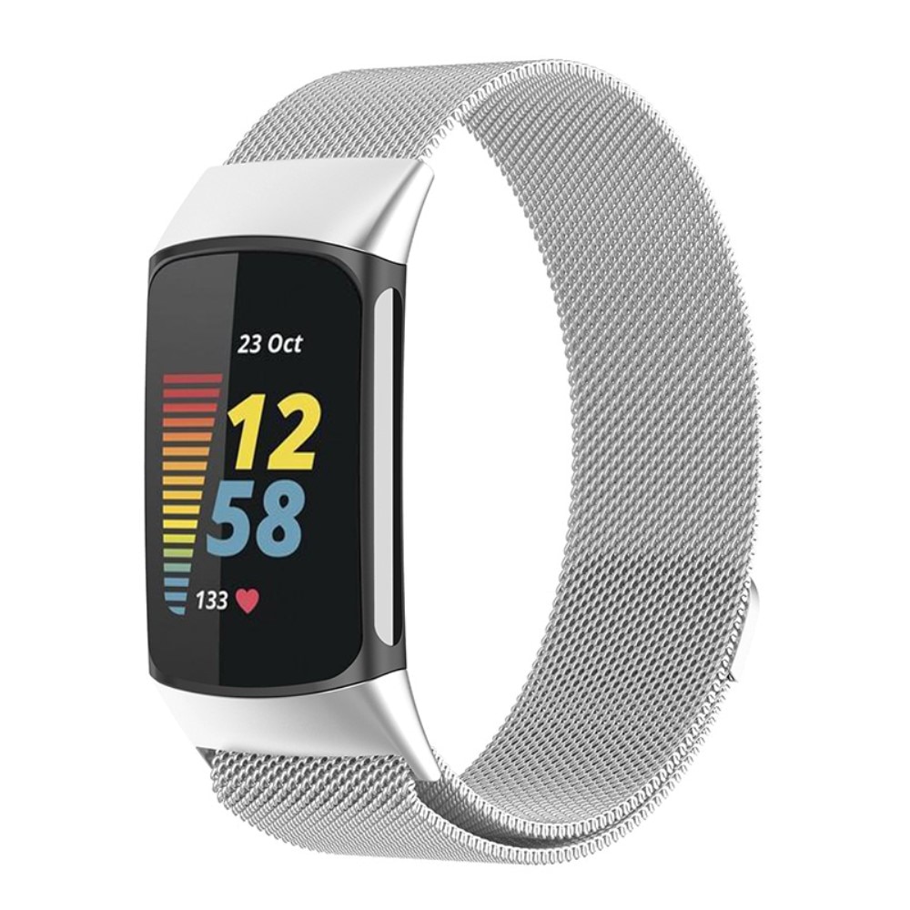 Fitbit Charge 6 Milanaise-Armband, silber