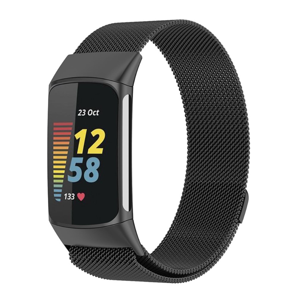 Fitbit Charge 6 Leder Armband (Schwarz) 