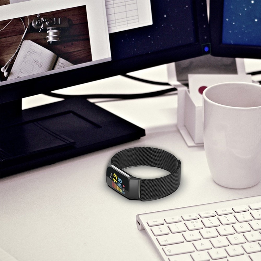 Fitbit Charge 5 Milanaise-Armband Schwarz